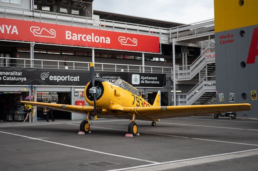 Front view of the Spanish Air Force plane North American Aviation T-6 Texan