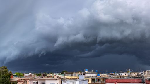 A dramatic storm looming around the city of Matanzas, Cuba