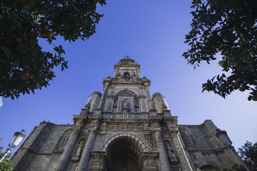A low angle shot of the Church of Saint Michael in Jerez de la Frontera, Spain