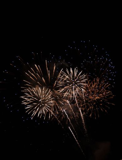 A vibrant display of fireworks exploding in the night sky, creating a beautiful array of colors and shapes
