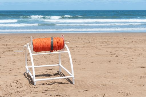 A Lifeguard rescue rope on the beach