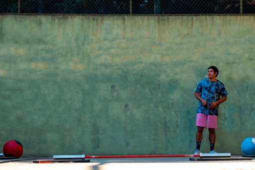 young latino male, preparing for fitness training, outdoor activity, copy space