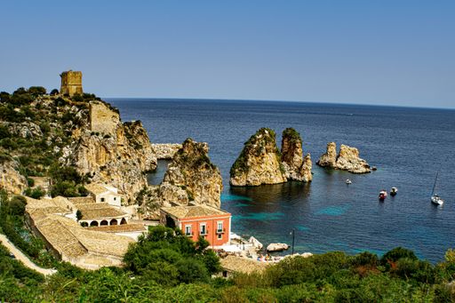 An aerial view of Scilla Calabria, Italy