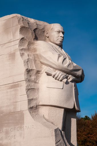 blue sky background of the iconic statue of Martin Luther King