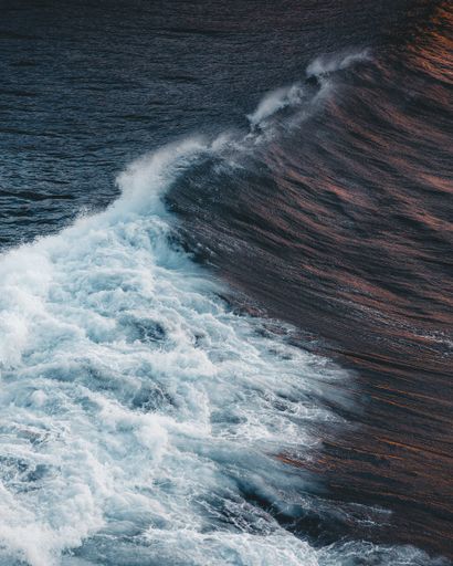 Aerial View of Waves and Beach of Great Ocean Road at Sunset, Victoria, Australia