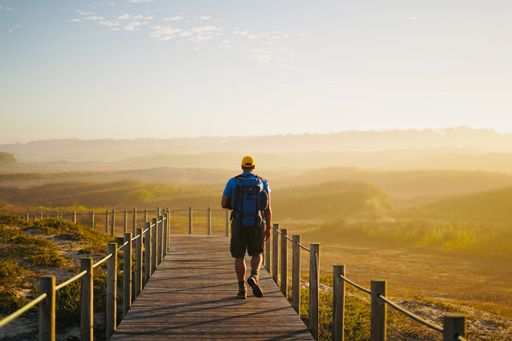 Man on the Way of St. James. He walks on the Portuguese way.