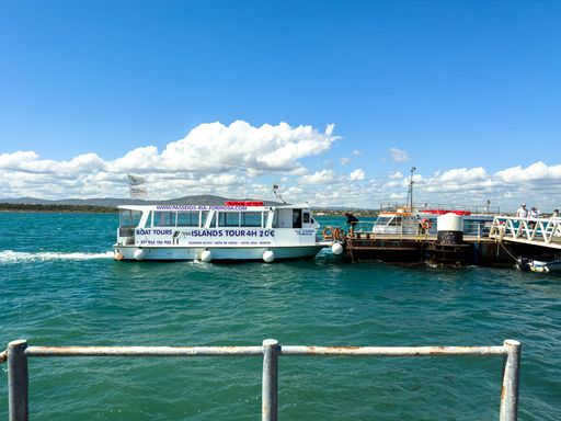 A Ria Formosa Tour boat ferrying tourists from Olhao mainland to the islands of the Ria Formosa