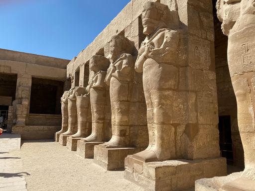 A scenic view of the ancient statues in Karnak temple, Luxor, Egypt