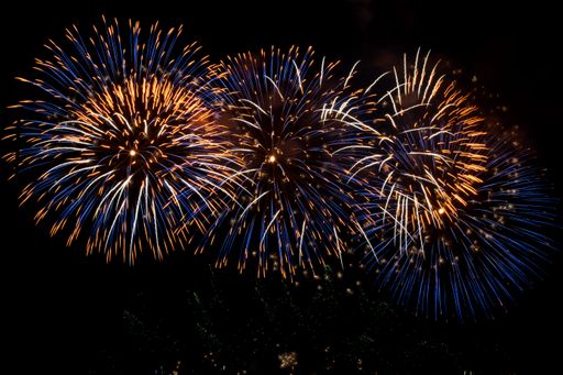 Long exposure shot of a beautiful colourful fireworks display during the village feast of Our Lady of Mount Carmel, in village of Zurrieq Malta