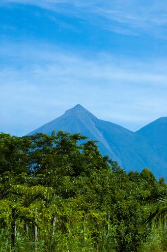 Panoramic view of the volcano called Fuego in Guatemala, a crater taken in 2006 before a major eruption, a latent danger for nearby residents.