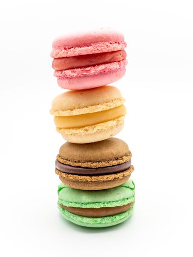 Colorful macaroons isolated on a white background