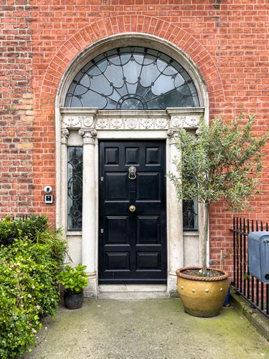 A famous black painted Georgian door in Dublin, Ireland