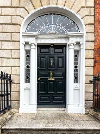 A famous black painted Georgian door in Dublin, Ireland
