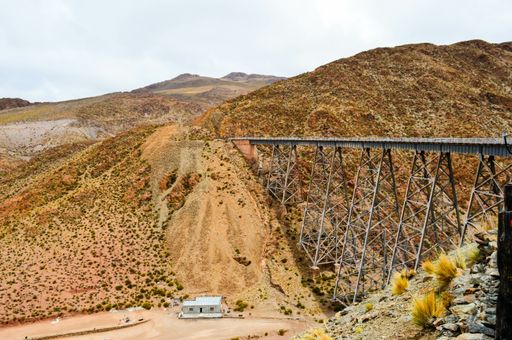A desert landscape in Argentina at Viaduct Polvorilla, Salta