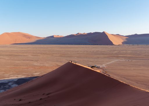A scenic view of sunset over Namib desert at Naukluft National Park in Namibia
