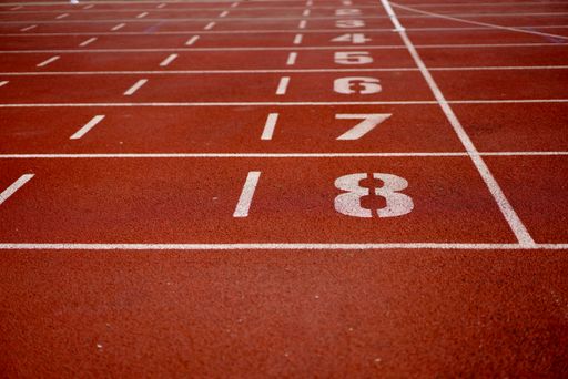 A high angle shot of the running track ground in the stadium