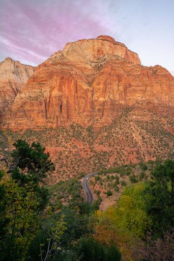 Winding road through Zion National Park