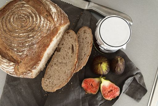 Fresh sourdough Bread and fresh figs