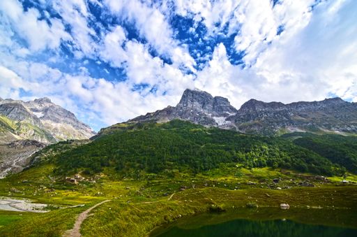 The mesmerizing views of the green landscapes against the cloudy sky in spring