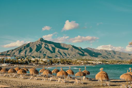 The beautiful Puerto Banus in Marbella, Spain on a beautiful day