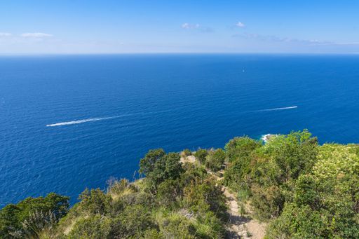 The Liguria coastline on Tigullio promontory between Camogli and Portofino, Italy