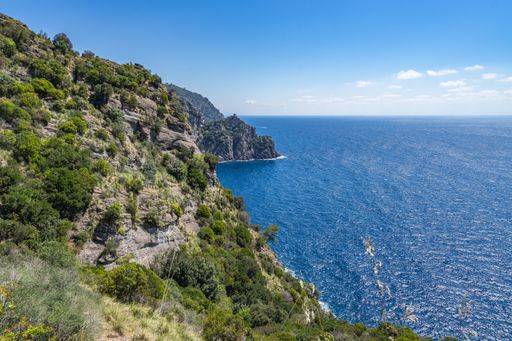 The Liguria coastline on Tigullio promontory between Camogli and Portofino, Italy