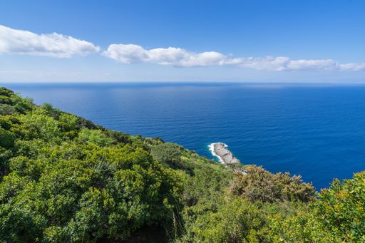 The Liguria coastline on Tigullio promontory between Camogli and Portofino, Italy