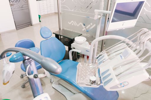 A high angle shot of dental equipment in the clinic