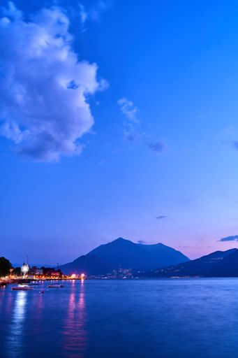 A beautiful shot of a sunset sky over Lake Como and nearby mountains