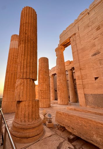 A vertical of the ruins of the Acropolis in Athens, Greece