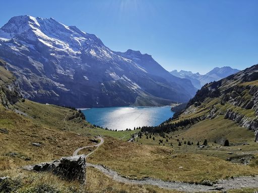 A breathtaking vista of mountains and a tranquil lake