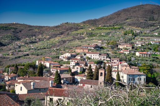 a beautiful view of ancient village  of arqua' petrarca, italy
