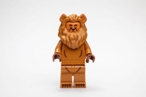 A miniature LEGO lion on a white background