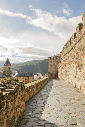 A beautiful shot of Templar Castle of Ponferrada of the province of Leon, Spain