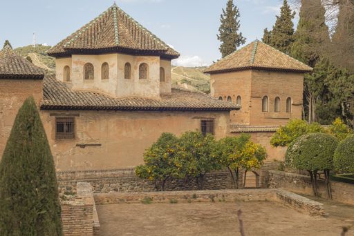 Closeup details of the Alhambra palace of Granada, Andalucia, Spain