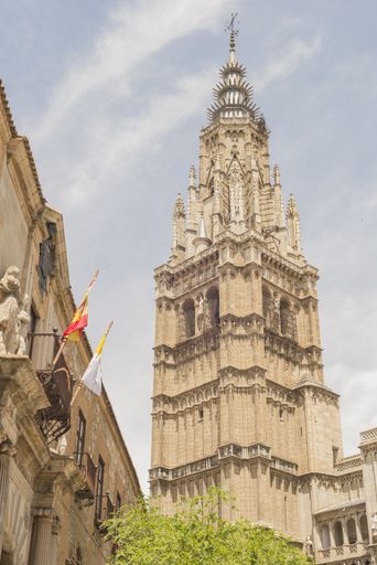 A vertical shot of the Primate Cathedral of Saint Mary of Toledo in Toledo Spain