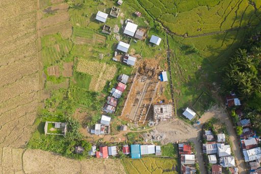 Amazing Aerial Drone Shot View of a Construction Site Building in the Provinces Island of the Philippines. Architectural and Industrial Building