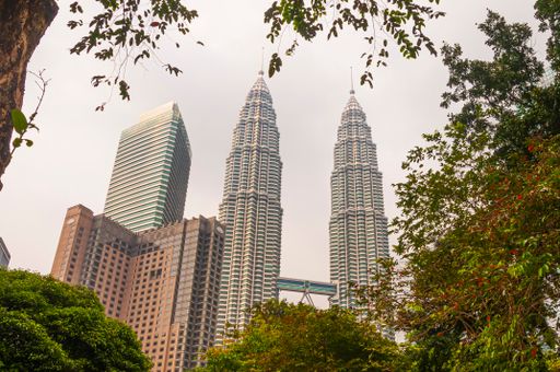 The modern tall skyscrapers in Kuala Lumpur, Malaysia, Asia