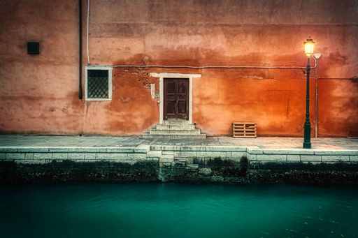 A beautiful shot of backstreet canals in venice