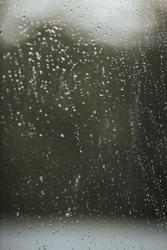 A vertical shot of raindrops on a window