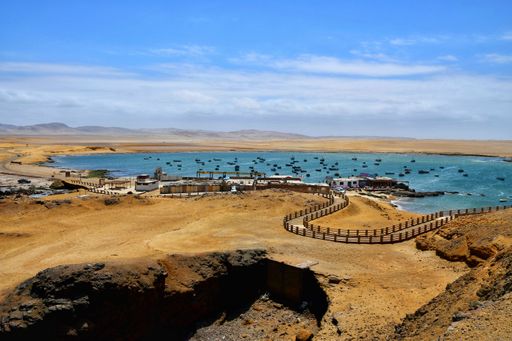 A high angle view of the Paracas National Reserve in Peru