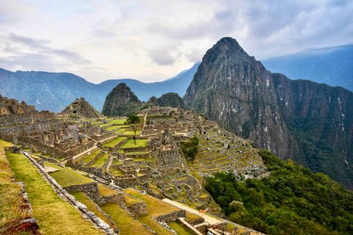 A high angle view of the famous Machu Picchu Aguas in Peru
