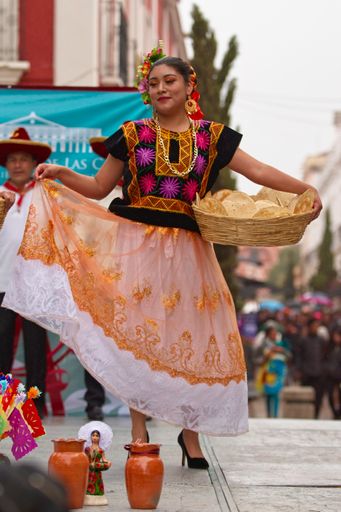 Different dancers performing local dances from different states of Mexico during Semana Santa (Easter) in San Cristobal de las Casas, México.