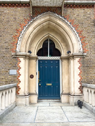 A famous blue painted Georgian door in Dublin, capital of Ireland