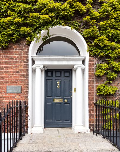 A famous grey painted Georgian door in Dublin, Ireland