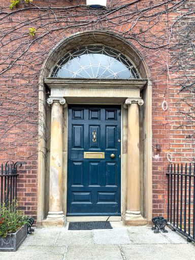 A famous blue painted Georgian door in Dublin, Ireland