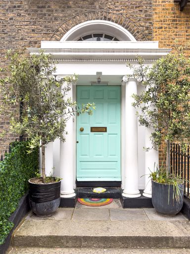 A famous blue painted Georgian door in Dublin, Ireland