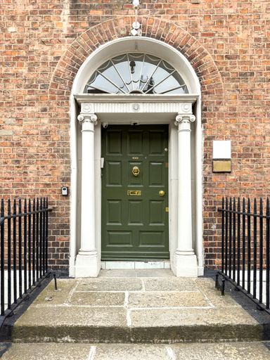 A famous green painted Georgian door in Dublin, Ireland