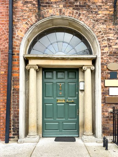 A famous green painted Georgian door in Dublin, Ireland