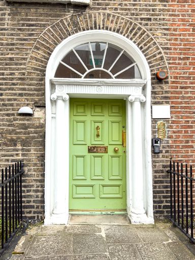 A famous green painted Georgian door in Dublin, Ireland
